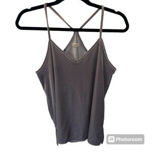 Madewell Tank Top Women’s Size S Gray Velvet Racerback V-neck Stretch Layer